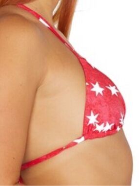 Hurley XSmall Top Bikini Star Spangled Itsy Bitsy Triangle Reversible in red NWT